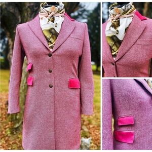 VTG Women’s Bariloche Pink Tweed Wool Coat - Equestrian Riding Hunt Coat - UK 12